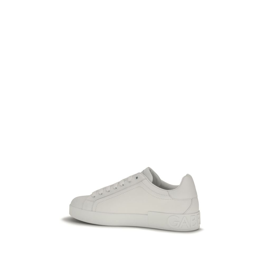 Dolce & Gabbana White Bos Taurus Calfskin Low-Top Sneakers