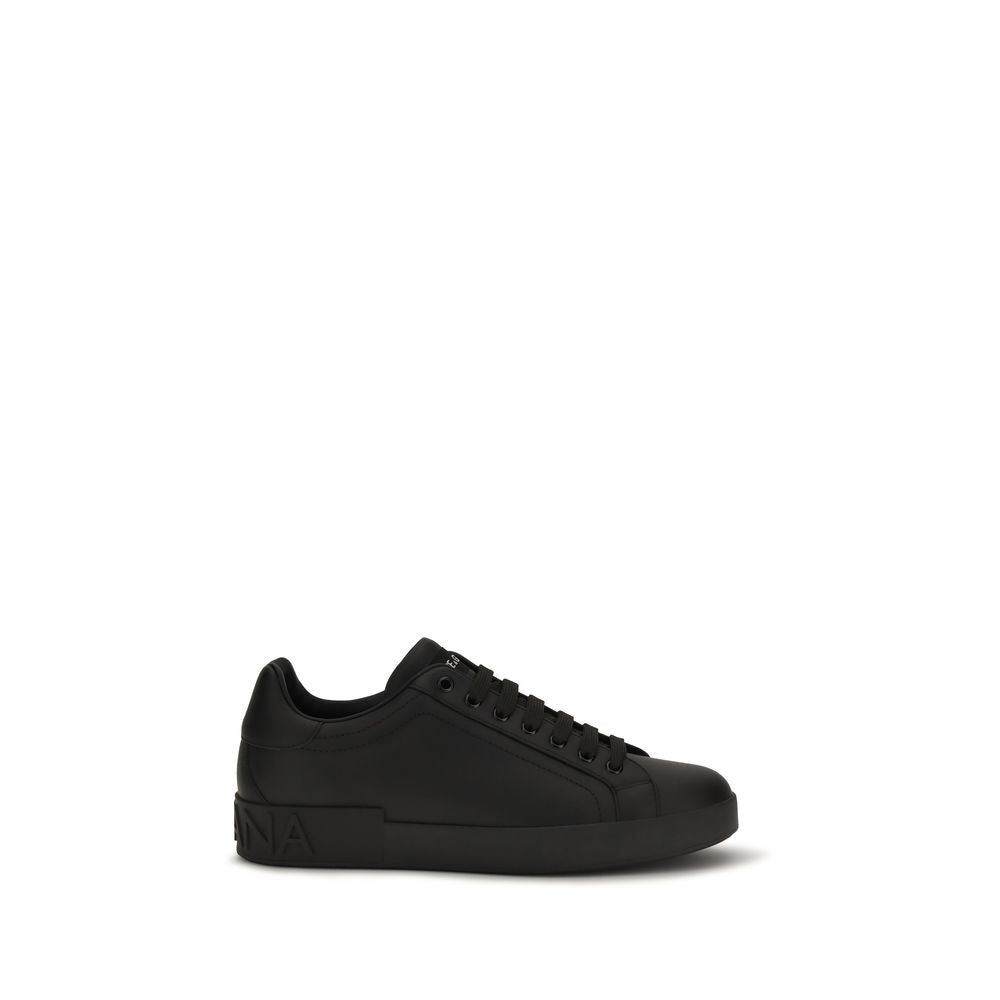 Dolce & Gabbana Black Bos Taurus Calfskin Low-Top Sneakers