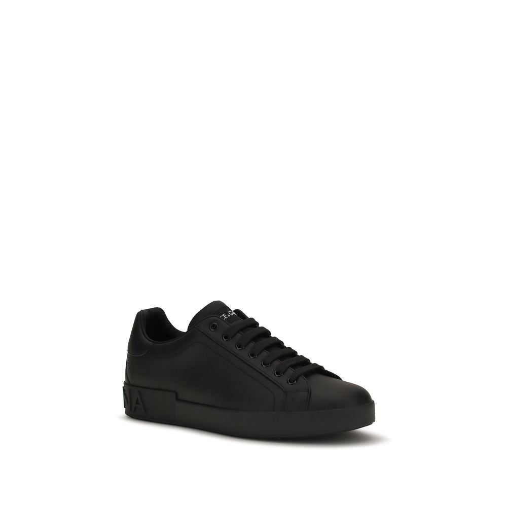Dolce & Gabbana Black Bos Taurus Calfskin Low-Top Sneakers