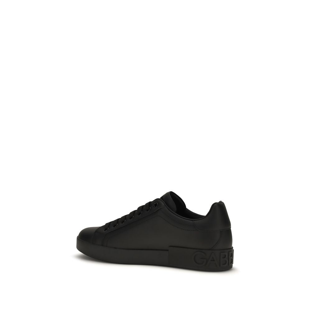 Dolce & Gabbana Black Bos Taurus Calfskin Low-Top Sneakers