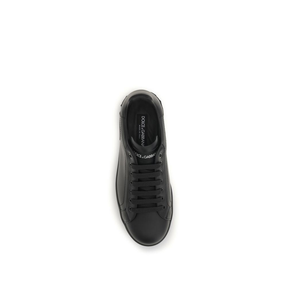 Dolce & Gabbana Black Bos Taurus Calfskin Low-Top Sneakers
