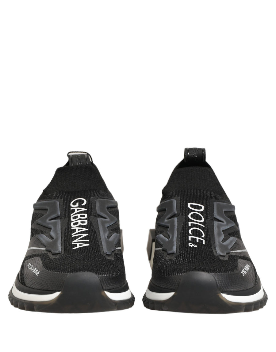 Dolce & Gabbana Black and White Sorrento Slip-On Logo Sneakers
