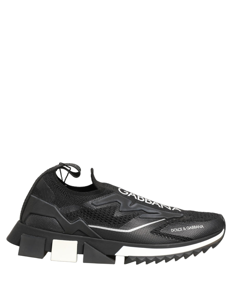 Dolce & Gabbana Black and White Sorrento Slip-On Logo Sneakers