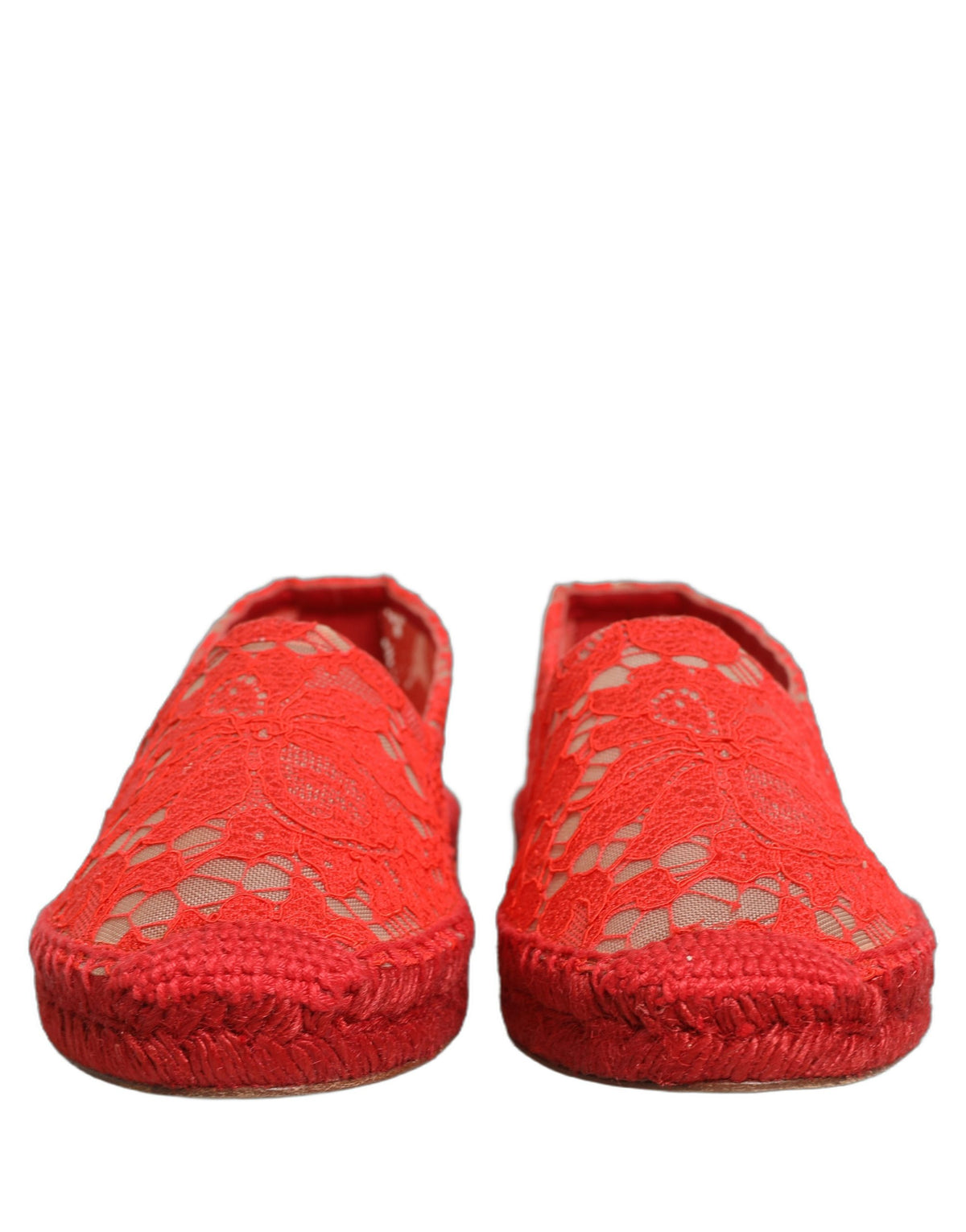 Dolce & Gabbana Rote Taormina Espadrille-Ballerinas aus Spitze