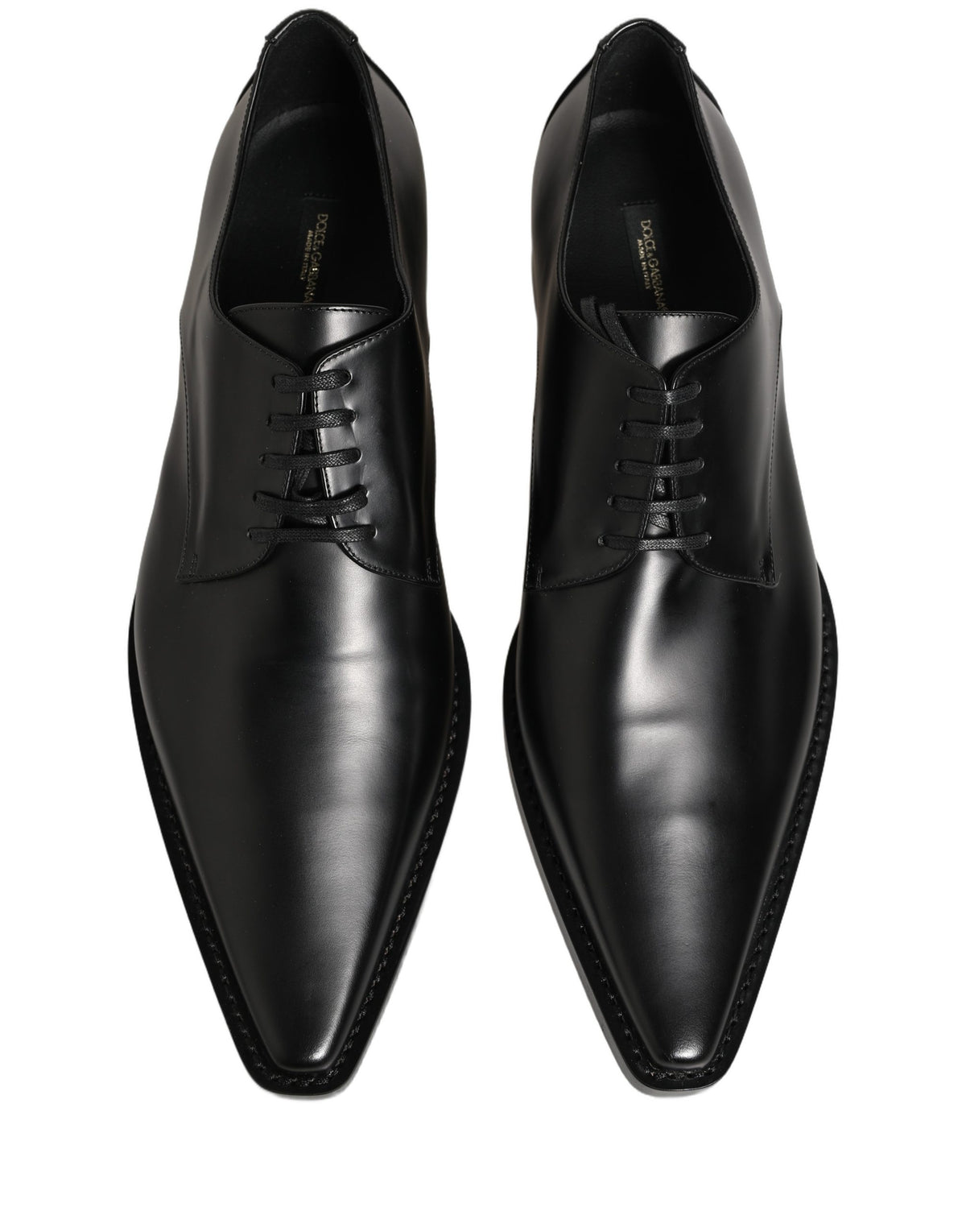 Dolce & Gabbana Black Leather Lace-Up Derby Shoes