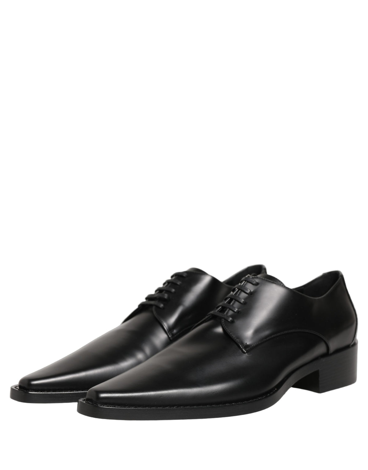 Dolce & Gabbana Black Leather Lace-Up Derby Shoes