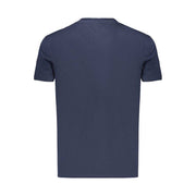 Tommy Hilfiger blaues kurzärmeliges Baumwoll-T-Shirt mit Rundhalsausschnitt und Logo-Print