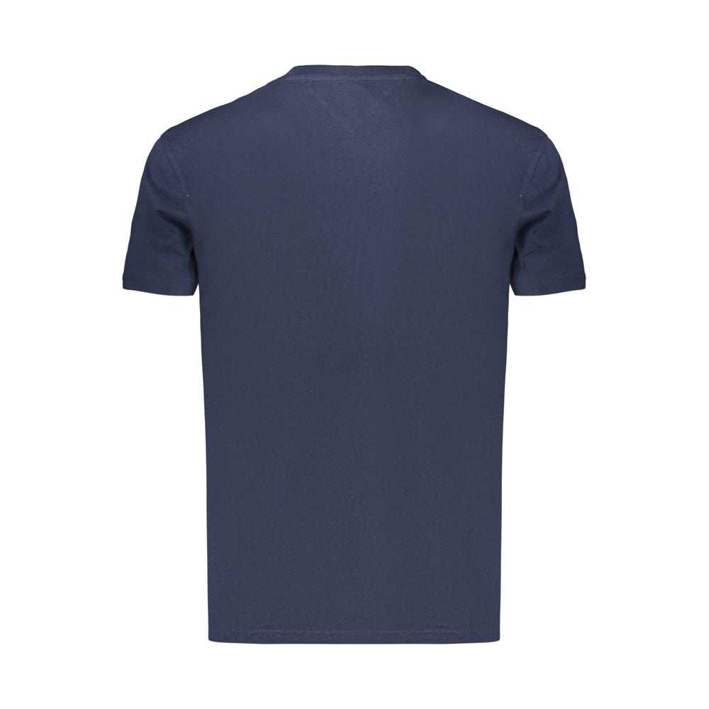 Tommy Hilfiger blaues kurzärmeliges Baumwoll-T-Shirt mit Rundhalsausschnitt und Logo-Print