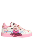 Dolce & Gabbana Weiße Pink Portofino Royal Pig Sneaker Schuhe