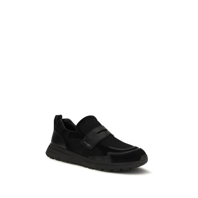 Prada Schwarze Bos Taurus Kalbsleder-Sneaker