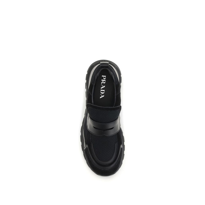 Prada Schwarze Bos Taurus Kalbsleder Sneaker