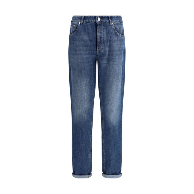 Brunello Cucinelli Blaue Jeans aus Baumwolle im geraden Schnitt