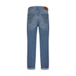 Brunello Cucinelli blaue Baumwoll-Jeans mit geradem Schnitt und Lederpatch