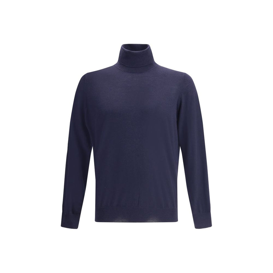 Brunello Cucinelli Blue Wool Sweater Aries Turtleneck