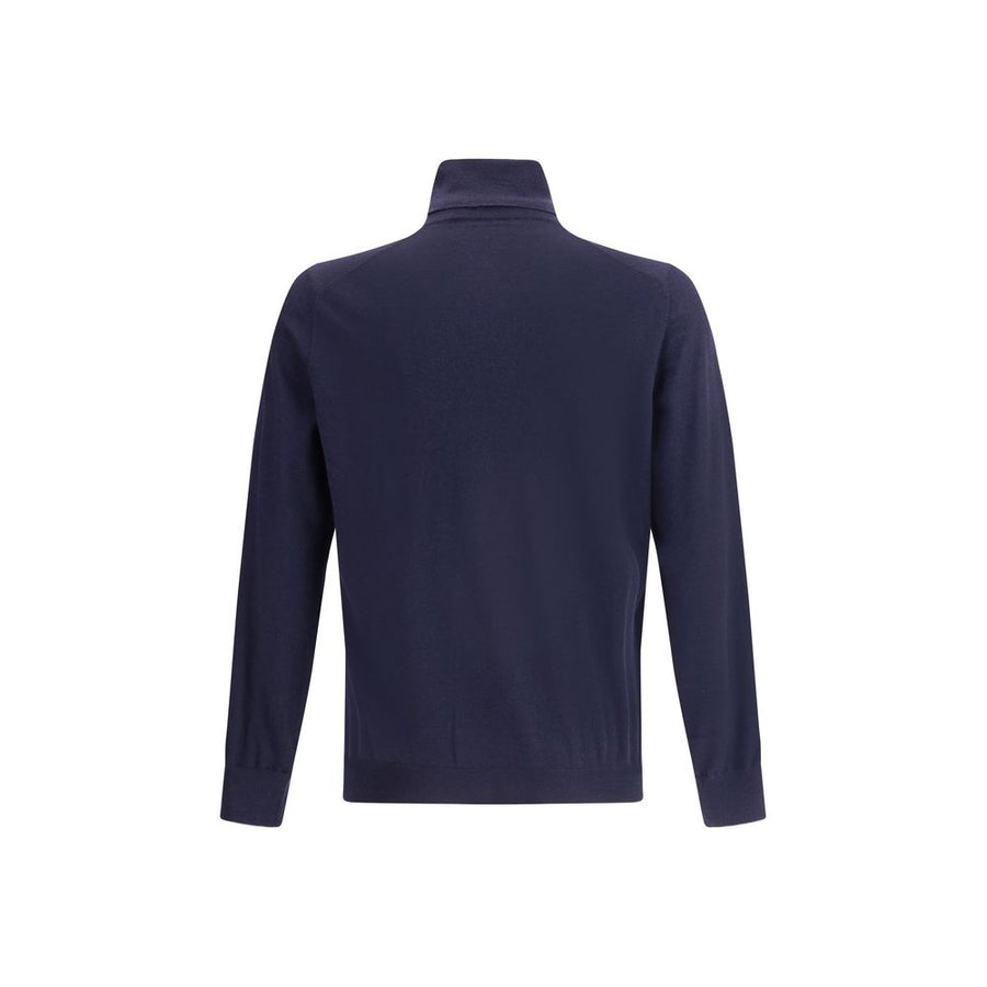 Brunello Cucinelli Blue Wool Sweater Aries Turtleneck