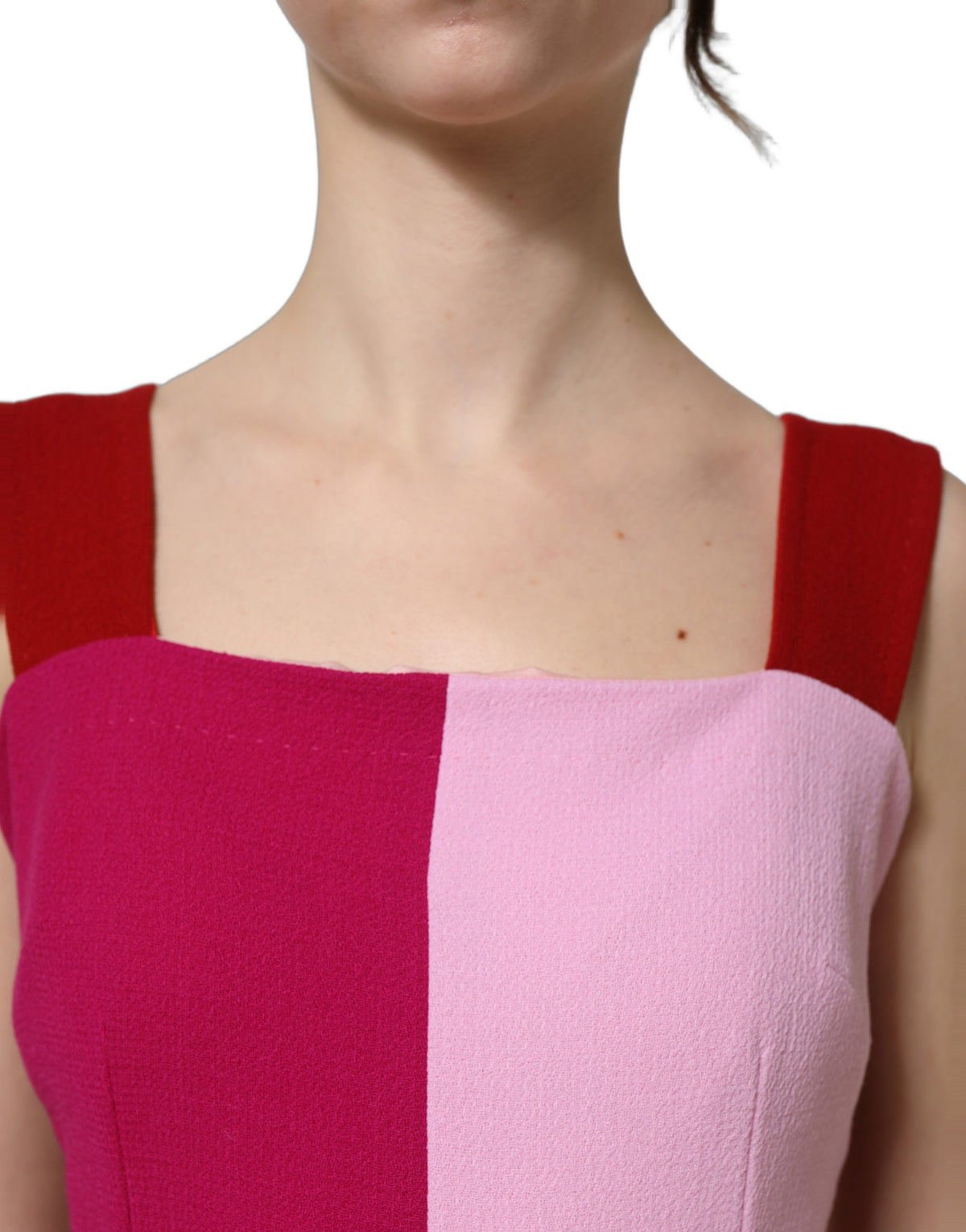 Dolce & Gabbana Two-tone pink wool-blend sleeveless midi dress