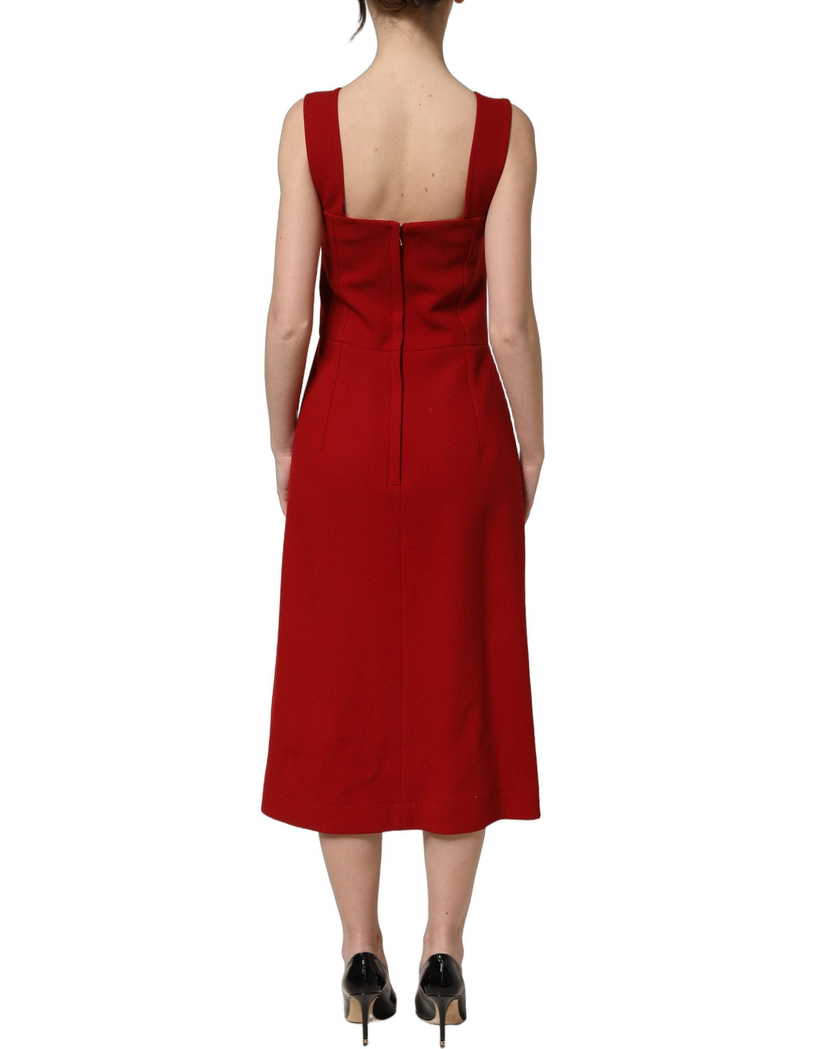 Dolce & Gabbana Two-tone pink wool-blend sleeveless midi dress