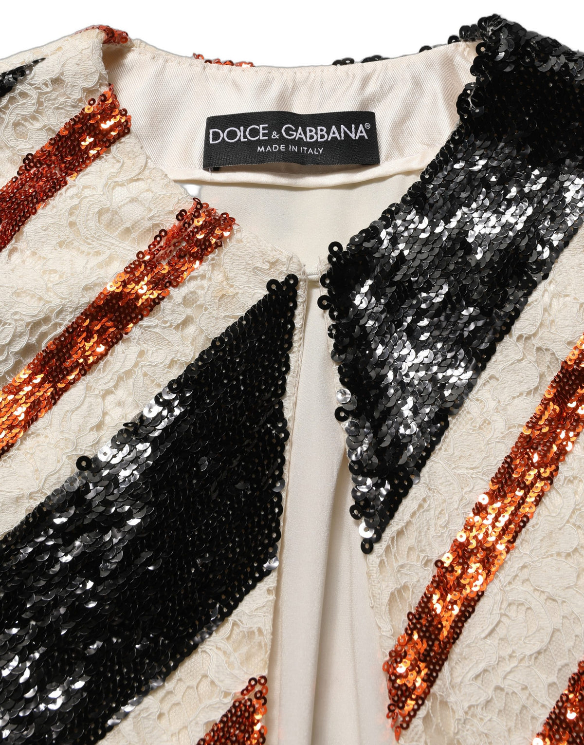 Dolce & Gabbana Multicolored Striped Sequin Kimono Coat