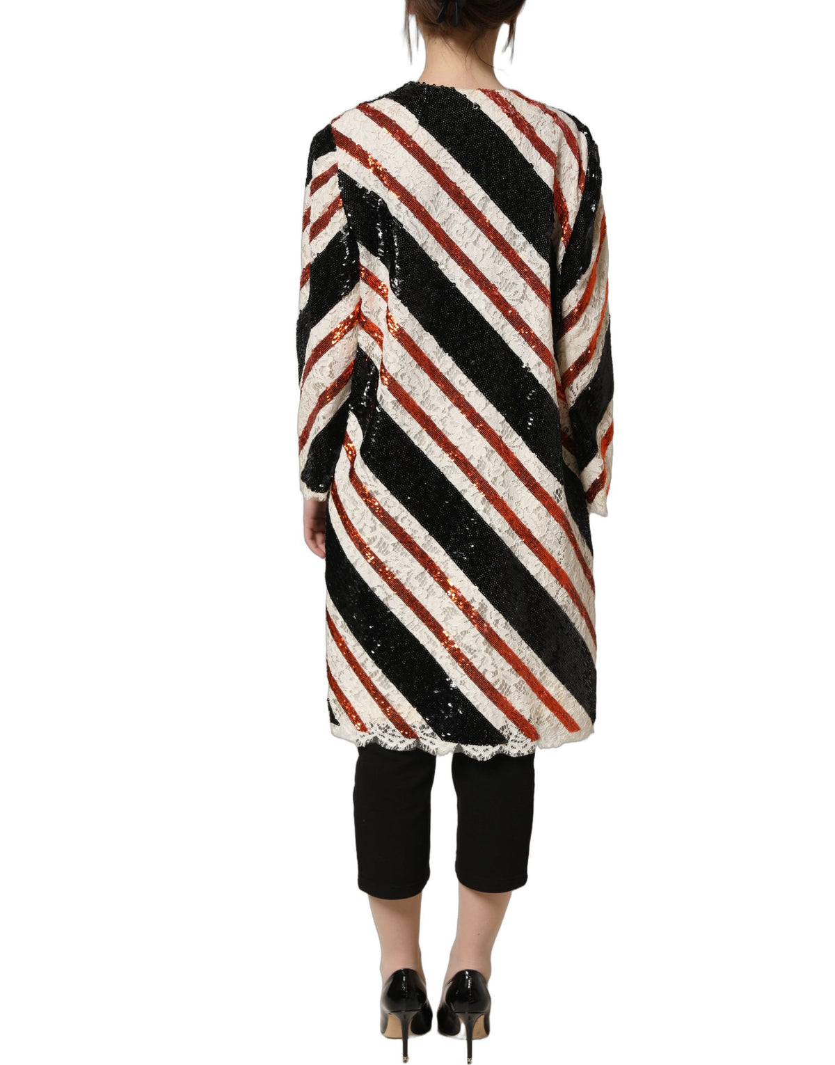 Dolce & Gabbana Multicolored Striped Sequin Kimono Coat