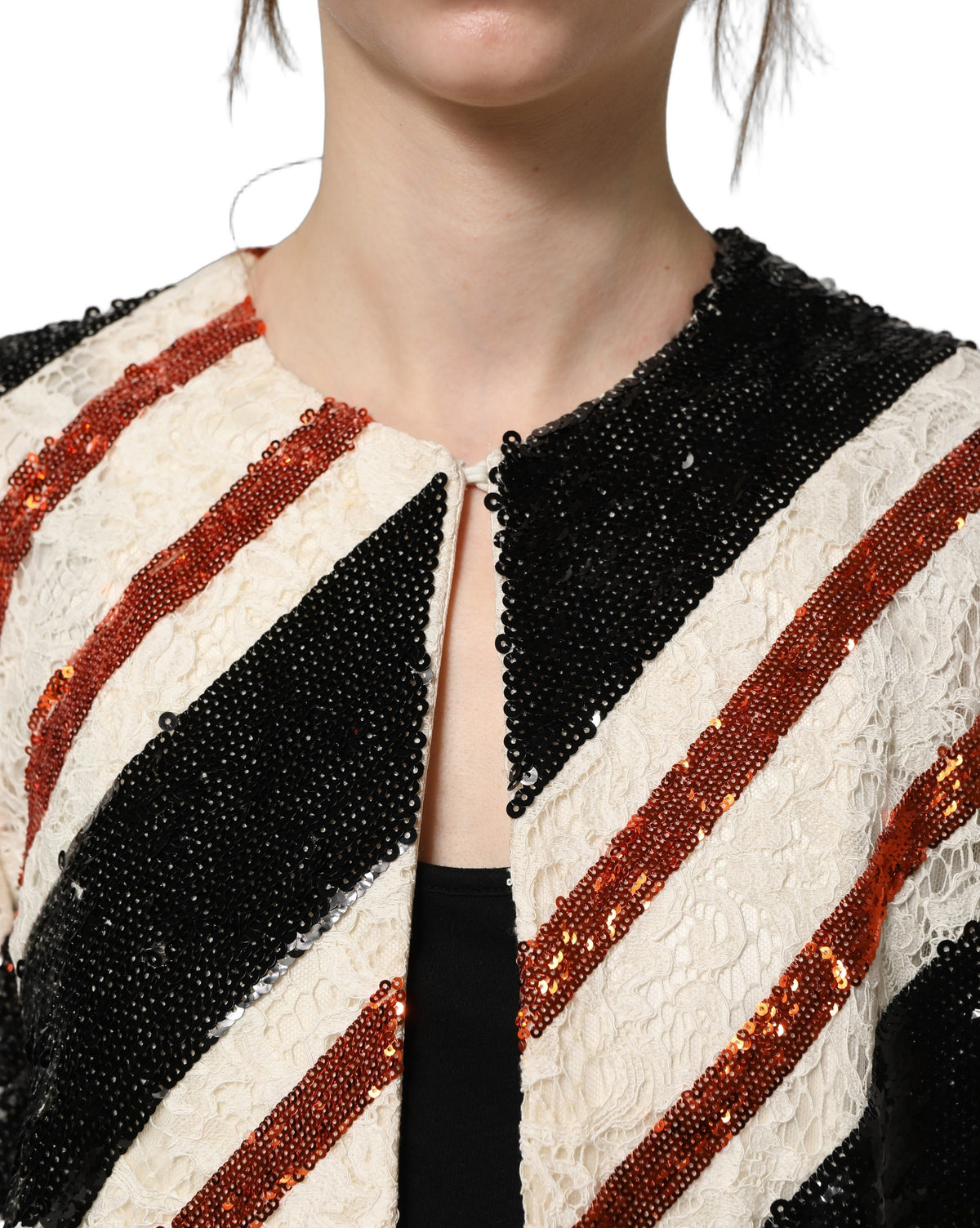 Dolce & Gabbana Multicolored Striped Sequin Kimono Coat