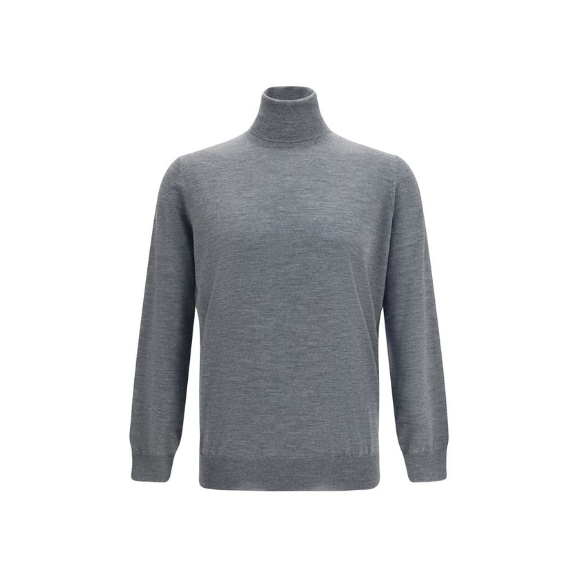 Brunello Cucinelli Grauer Wollpullover Aries mit Rollkragen