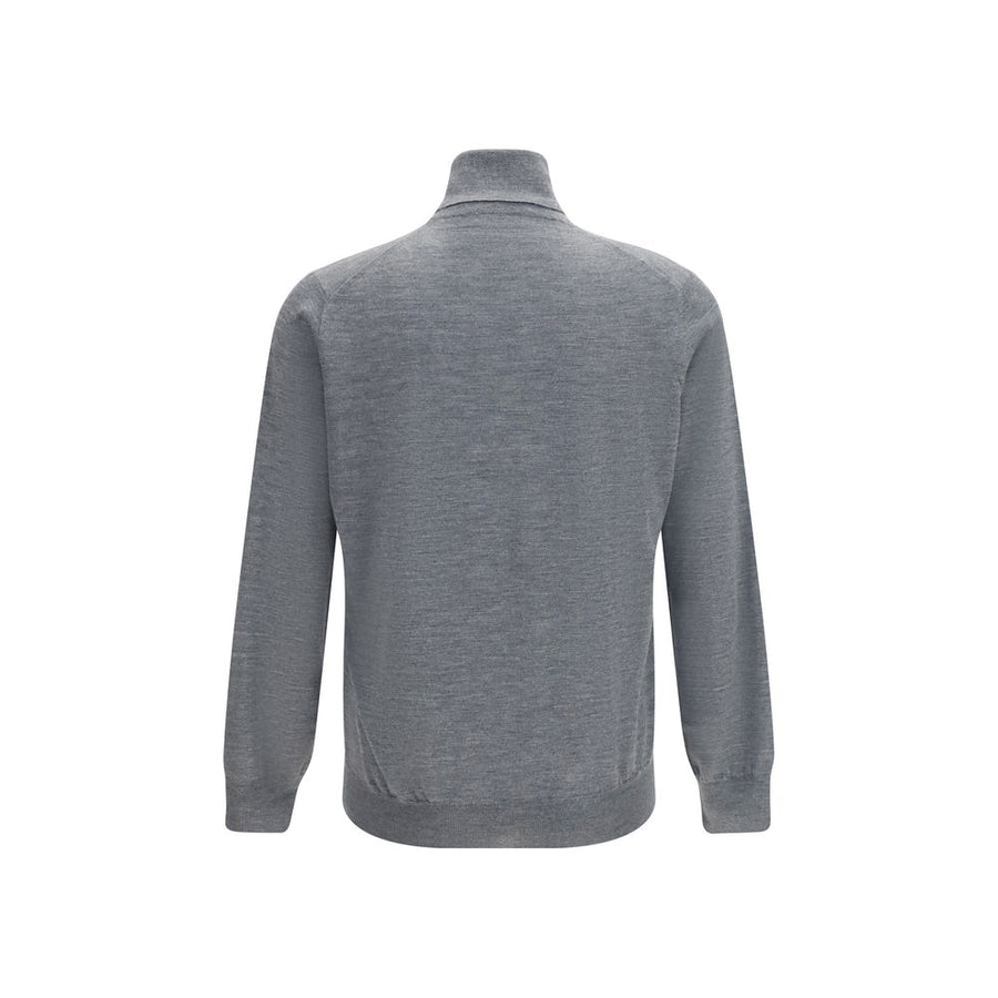 Brunello Cucinelli Gray Aries Roll-Neck Wool Sweater