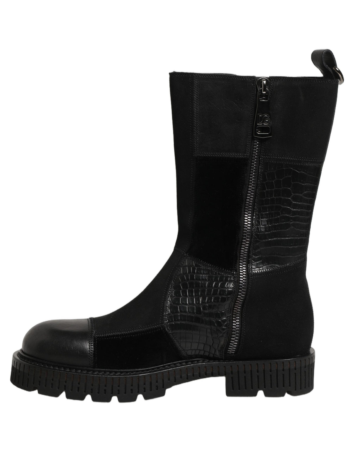 Dolce & Gabbana Black Leather Patchwork Ankle Boots