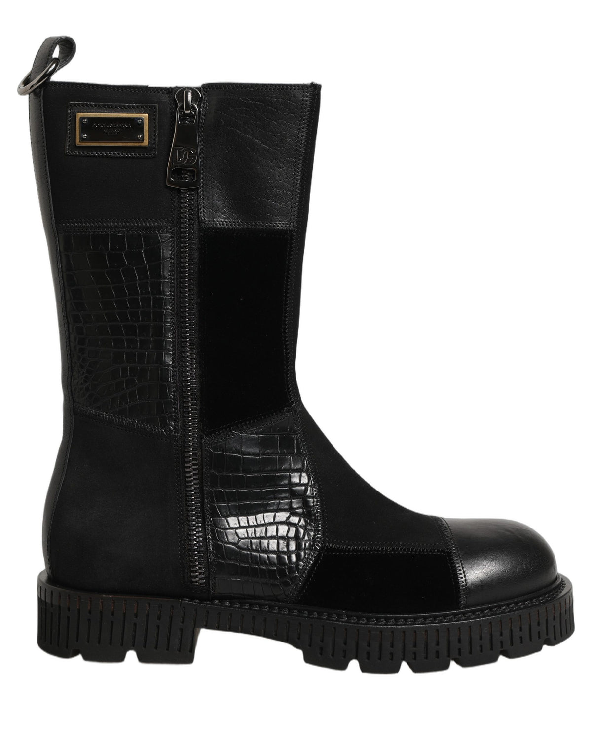 Dolce & Gabbana Black Leather Patchwork Ankle Boots