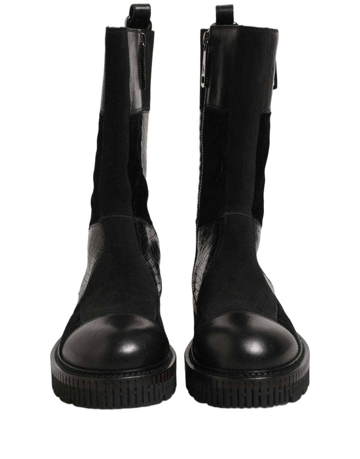 Dolce & Gabbana Black Leather Patchwork Ankle Boots