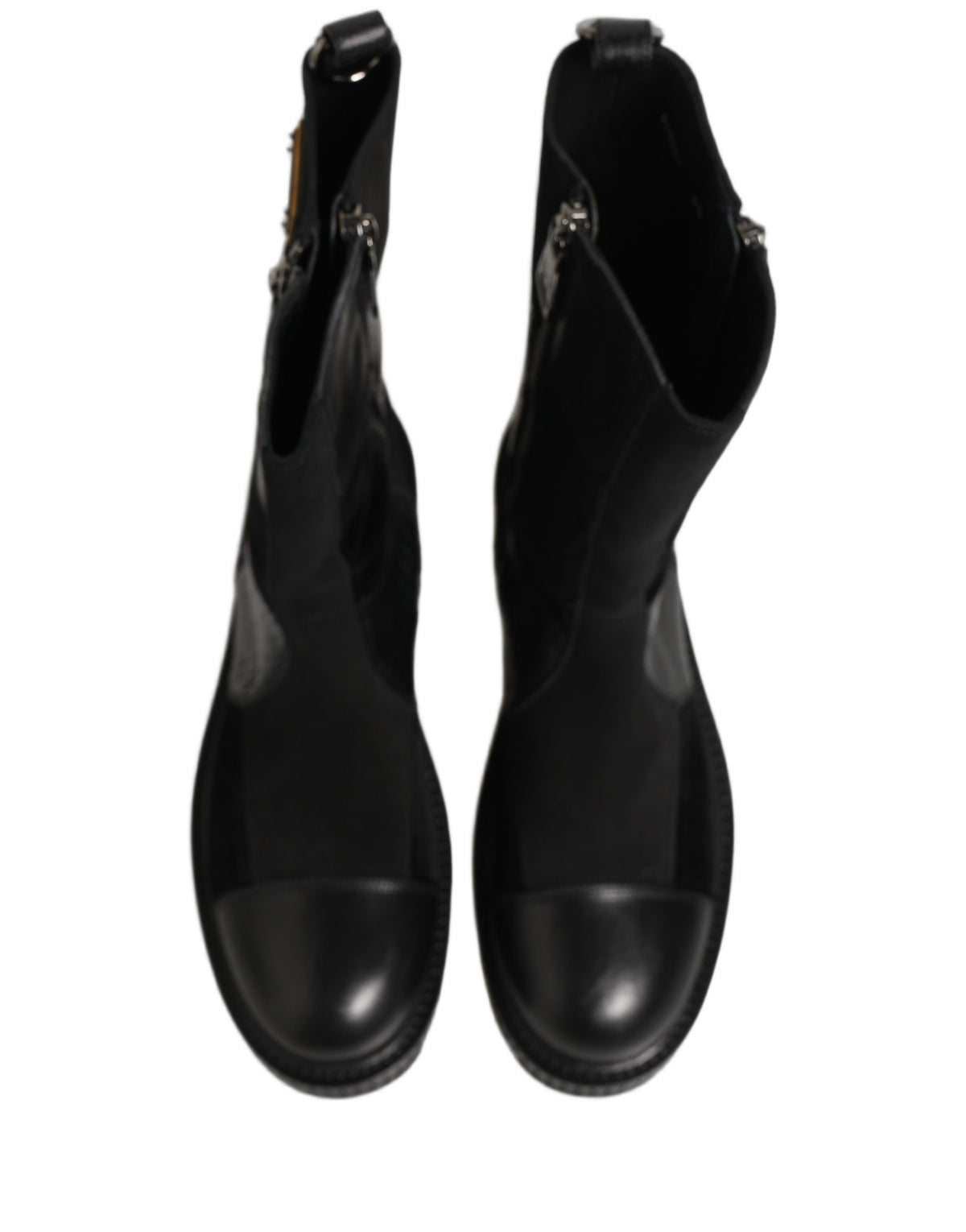 Dolce & Gabbana Black Leather Patchwork Ankle Boots