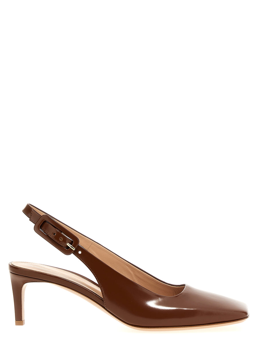 Gianvito Rossi Brown Goat Leather Mid-Heel Pumps