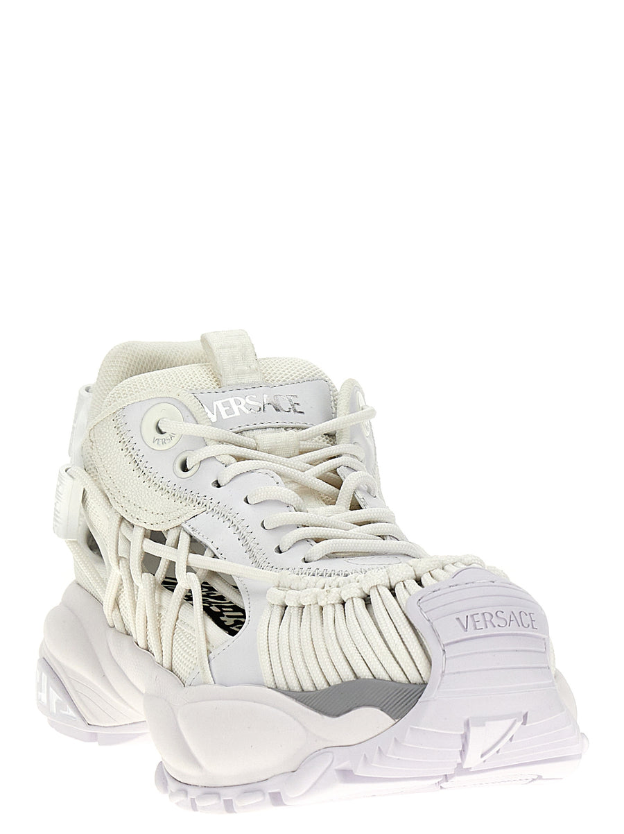 Versace White Athletic-Look Calfskin Sneakers