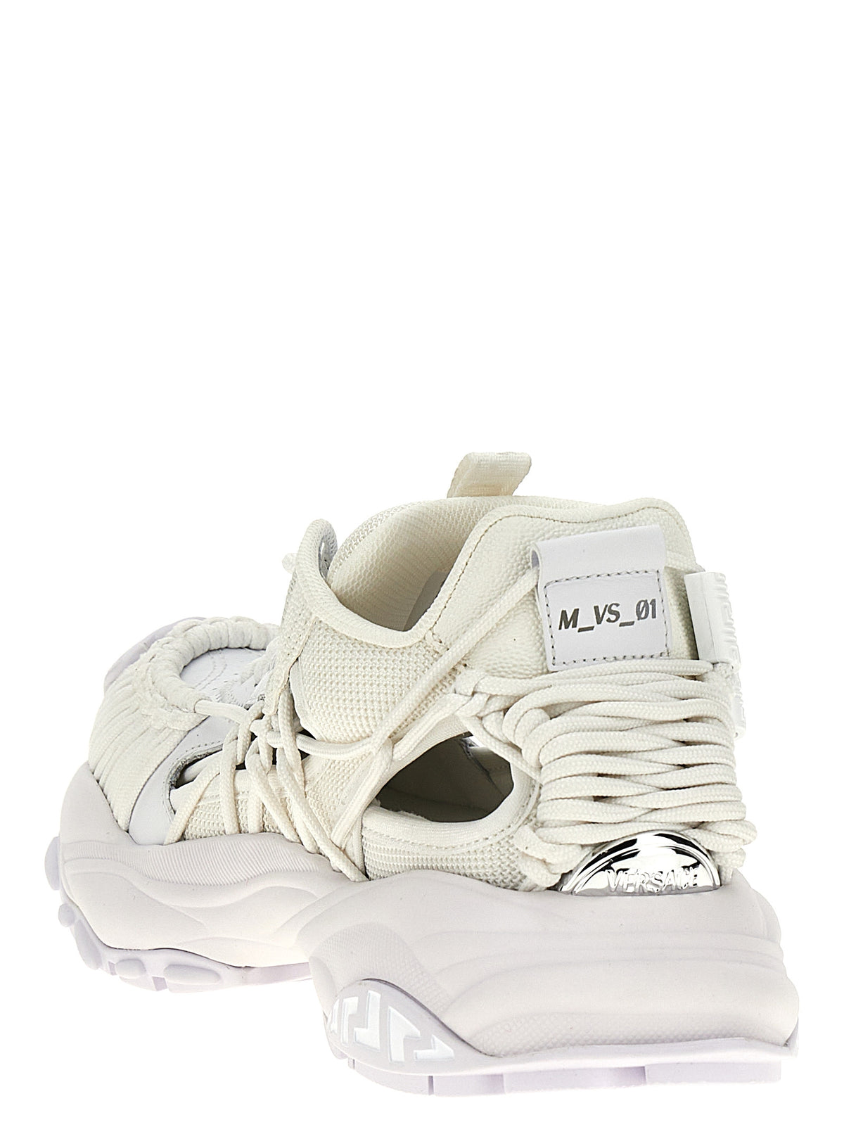 Versace White Athletic-Look Calfskin Sneakers