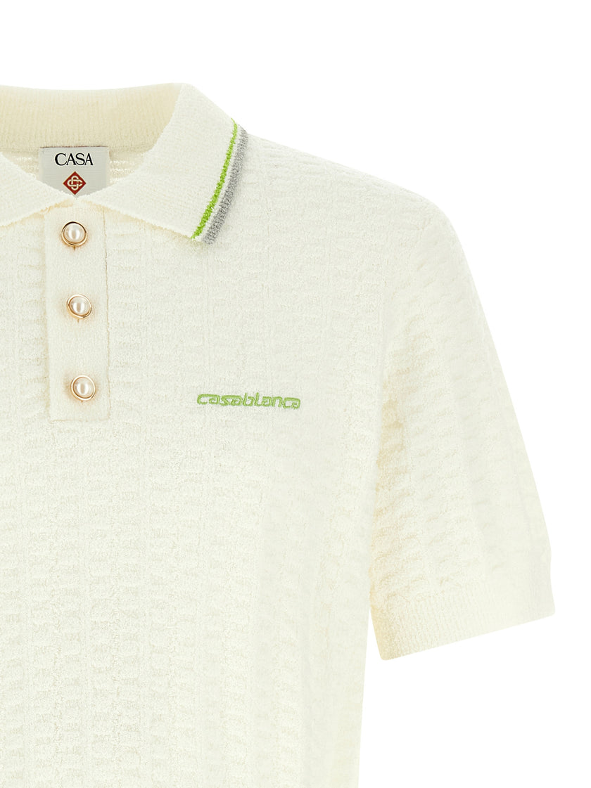 Casablanca Weißes Baumwoll-Poloshirt