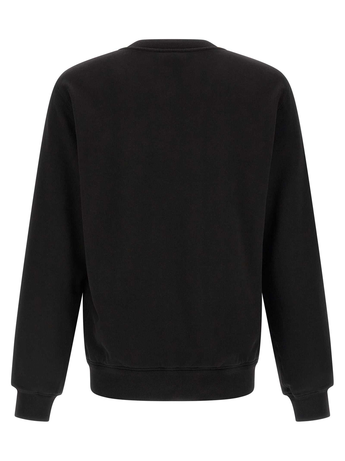 Dolce & Gabbana black cotton sweatshirt with heraldic chest patch and ribbed cuffs