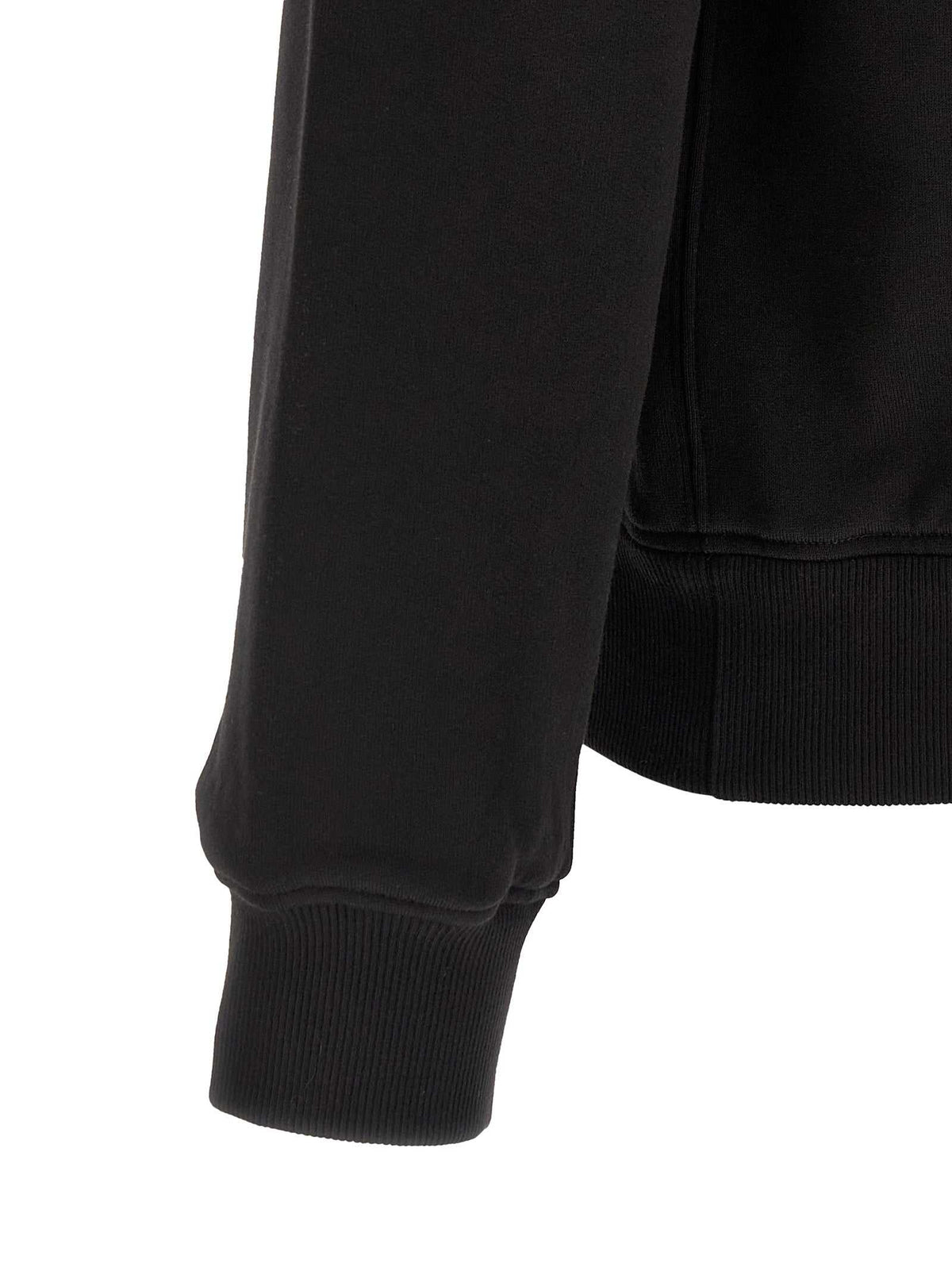 Dolce & Gabbana men's black cotton sweatshirt with heraldic patch and ribbed cuffs