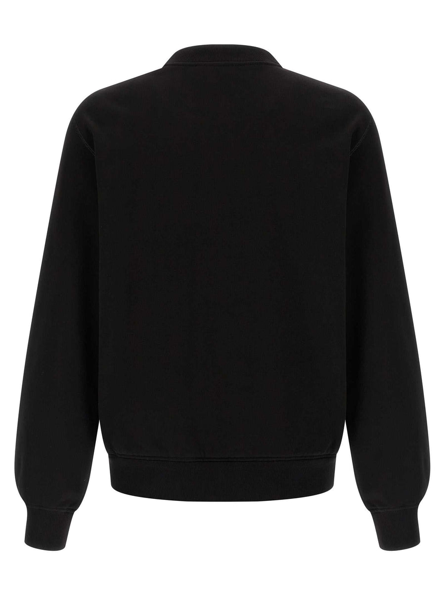 Dolce & Gabbana schwarzer Baumwoll-Sweatshirt mit Lederpatch und Logo-Tag