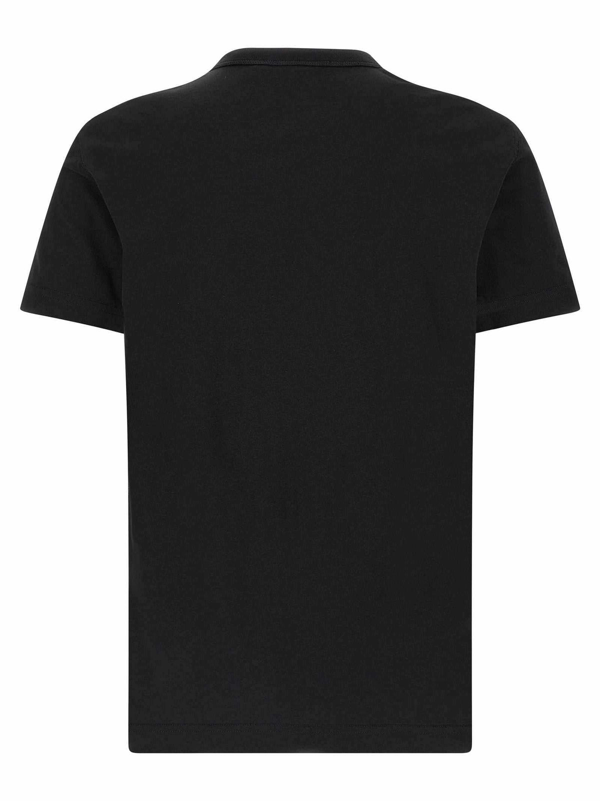 Schwarzes Dolce & Gabbana Baumwoll-Jersey-T-Shirt mit Lederpatch und metallischem Logo