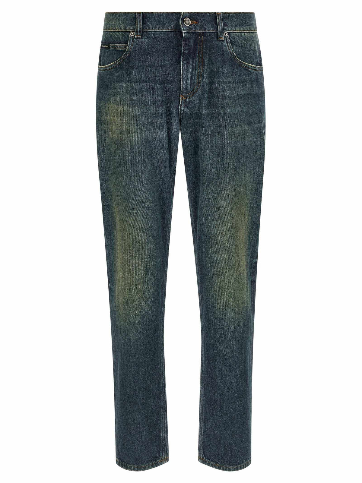 Dolce & Gabbana blaue Jeans aus Baumwolle mit geradem Schnitt und Used-Look