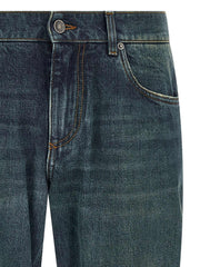 Dolce & Gabbana blaue Jeans aus Baumwolle im geraden Schnitt mit Used-Look und Stone-Washed-Effekt