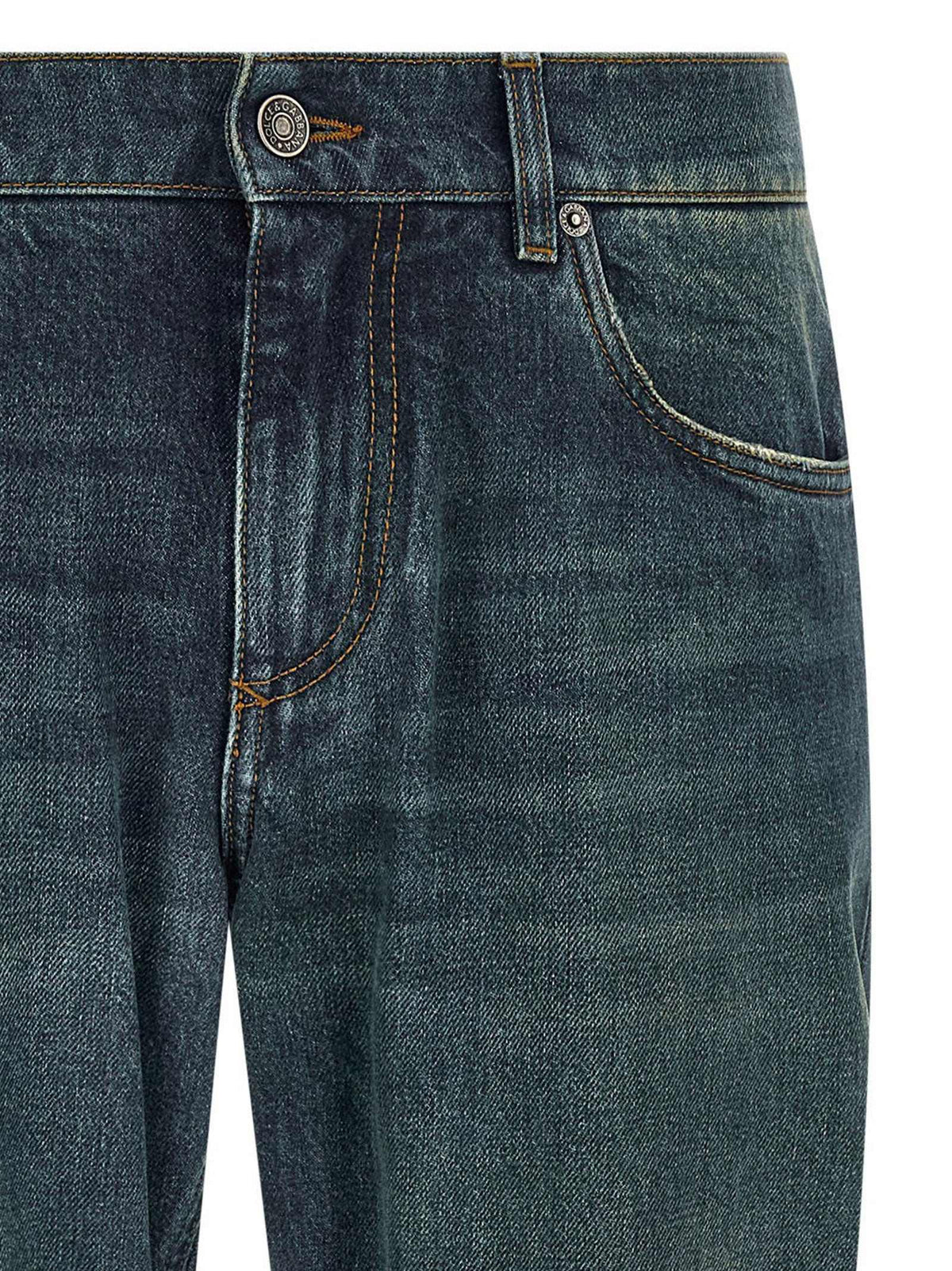 Dolce & Gabbana blaue Jeans aus Baumwolle im geraden Schnitt mit Used-Look und Stone-Washed-Effekt