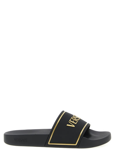 Versace schwarze Polyurethan-Slides