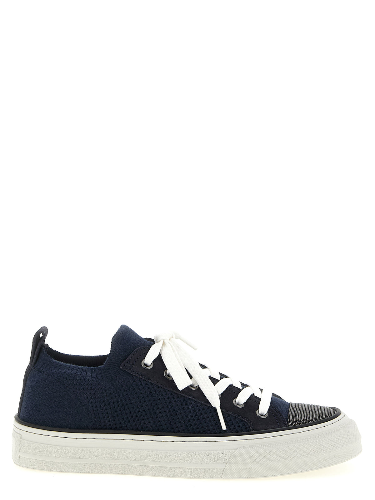 Brunello Cucinelli Blaue Low-Top-Sneaker aus Baumwolle