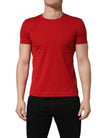 Dolce & Gabbana men's red Goodluck 2023 cotton T-shirt with crew neck and graphic print