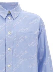 Kenzo blaue Baumwollbluse mit Logo-Design und Brusttasche in hellblau