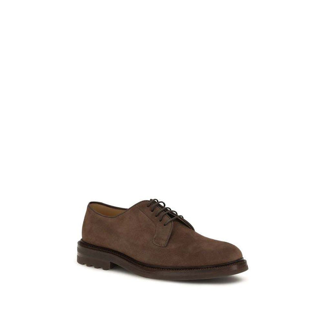 Brunello Cucinelli braune Wildleder Schnürschuhe mit Gummisohle und Kontrastnähten