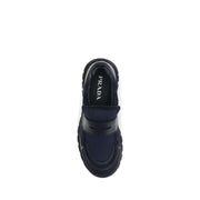 Prada blaue Kalbsleder Sportschuhe aus Mesh und Glattleder mit Gummisohle