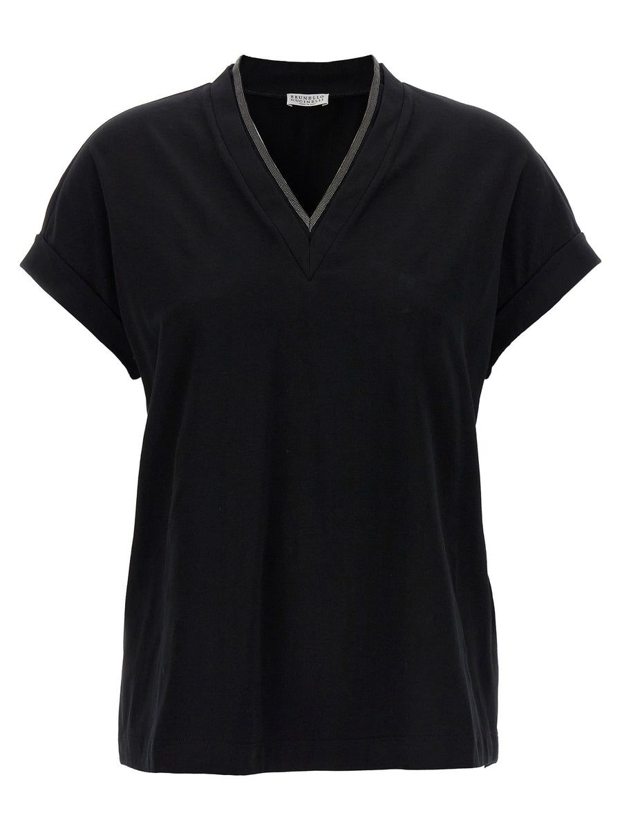 Brunello Cucinelli Black Cotton T-Shirt