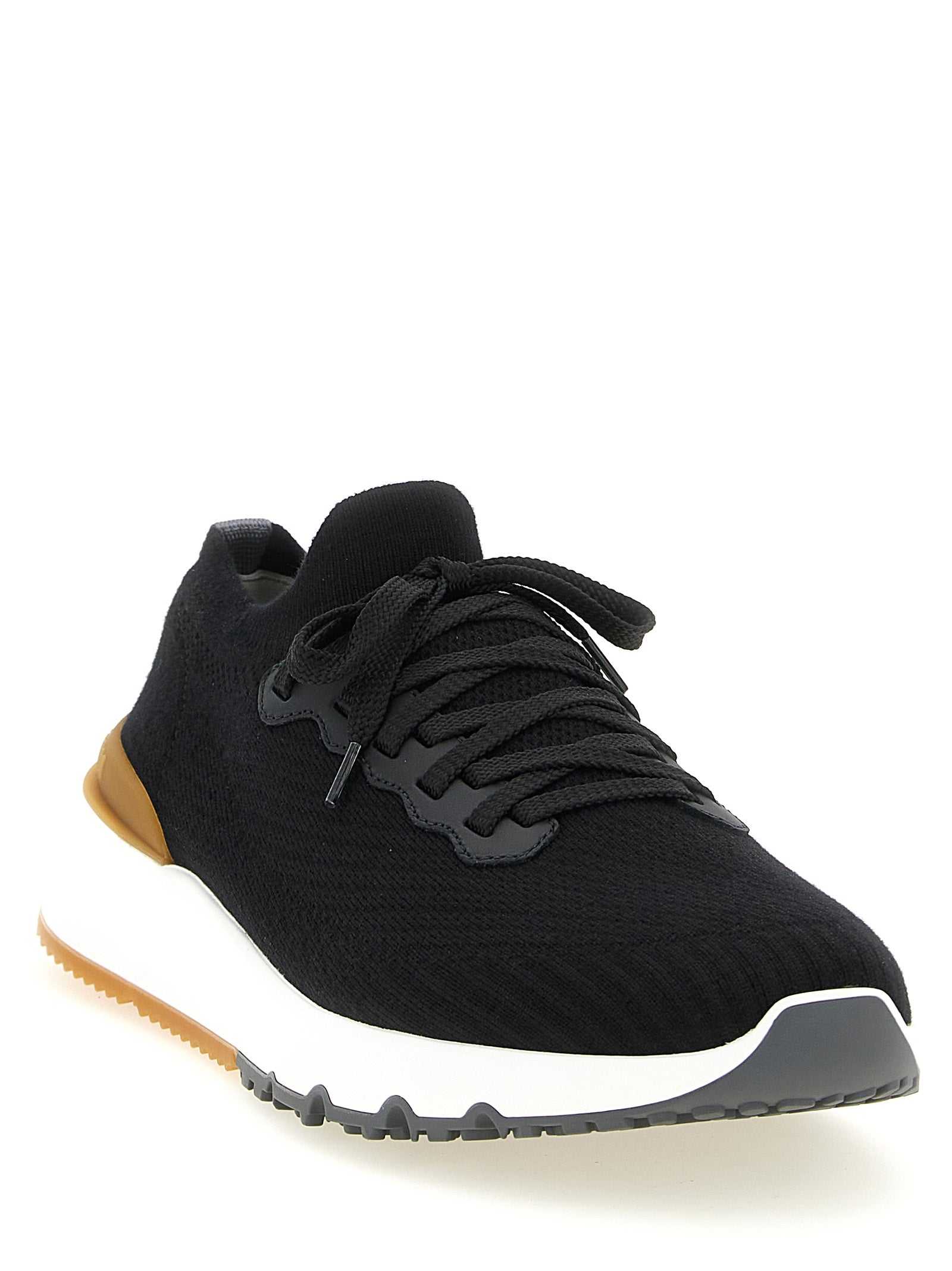 Brunello Cucinelli schwarze Running Sock Sneaker aus Polyolefin und Wolle mit Gummisohle und Fersendetail