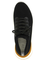 Brunello Cucinelli schwarze Running Sock Sneaker aus Polyethylen mit Gummisohle und kontrastierendem Fersendetail